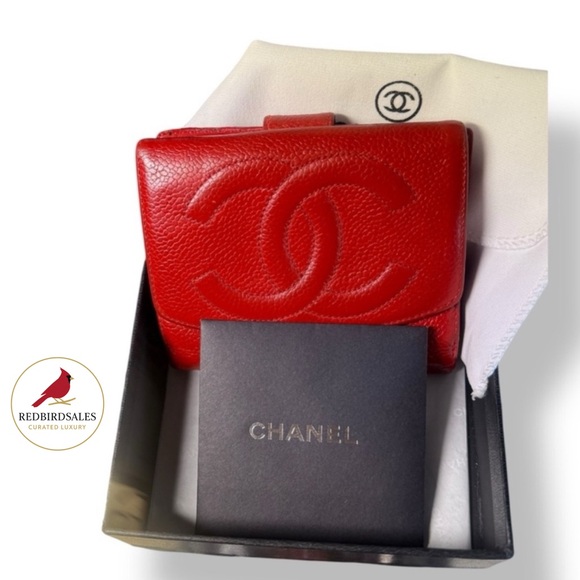 CHANEL  Red Caviar Leather Wallet, all inclusive - Picture 1 of 14